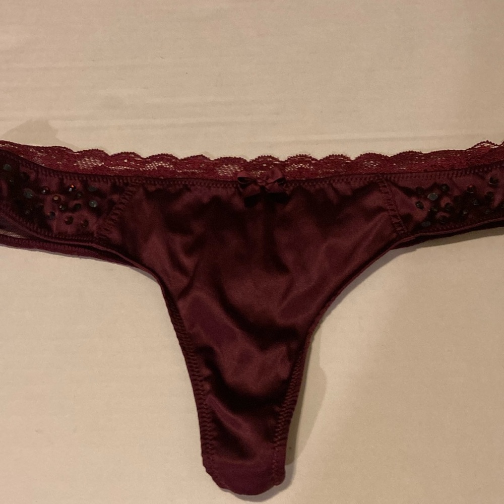 Aerie small thong jeweled wine colored panty new with tag